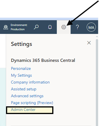 Screenshot - Business Central Admin Center